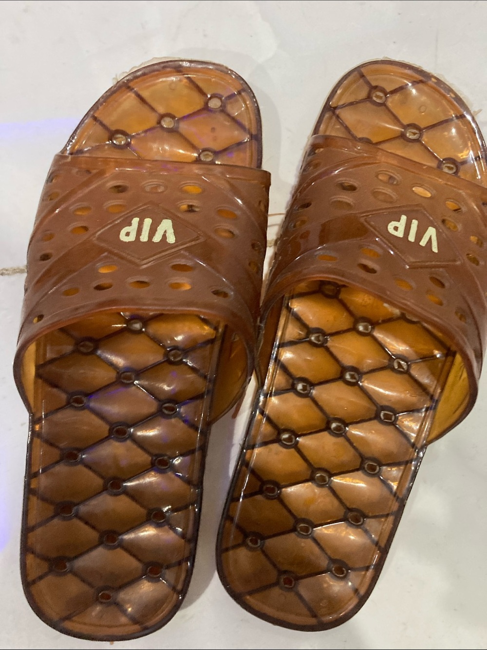 VIP Amber Brown Transparent Slide Sandals for Women